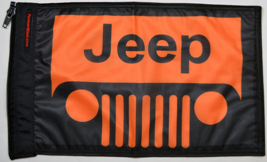 Jeep Grill Flag Orange Forever Wave 12”x18”