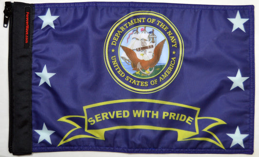 Navy Served With Pride Flag Forever Wave 12”x18”