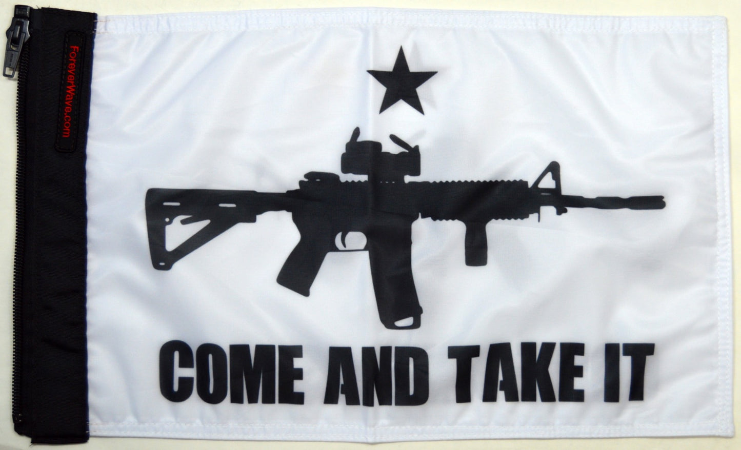 Gonzales Machine Gun Flag Forever Wave 12”x18”