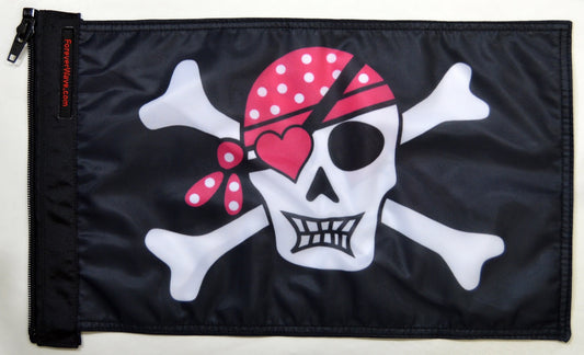 Pink Pirate Flag Forever Wave 12”x18”