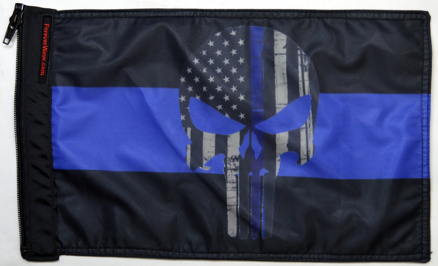Thin Blue Line Punisher Flag Forever Wave 12”x18”