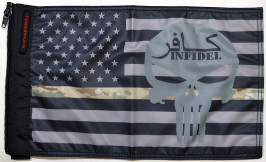 USA Subdued Thin Camo Line Infidel Punisher Flag Forever Wave 12”x18”
