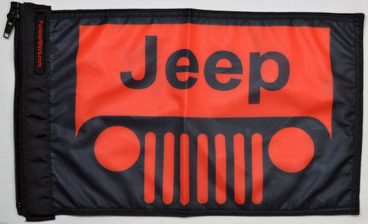 Jeep Grill Flag Red Forever Wave 12”x18”