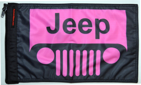 Jeep Grill Flag Pink Forever Wave 12”x18”