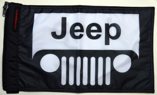Jeep Grill Flag White Forever Wave 12”x18”