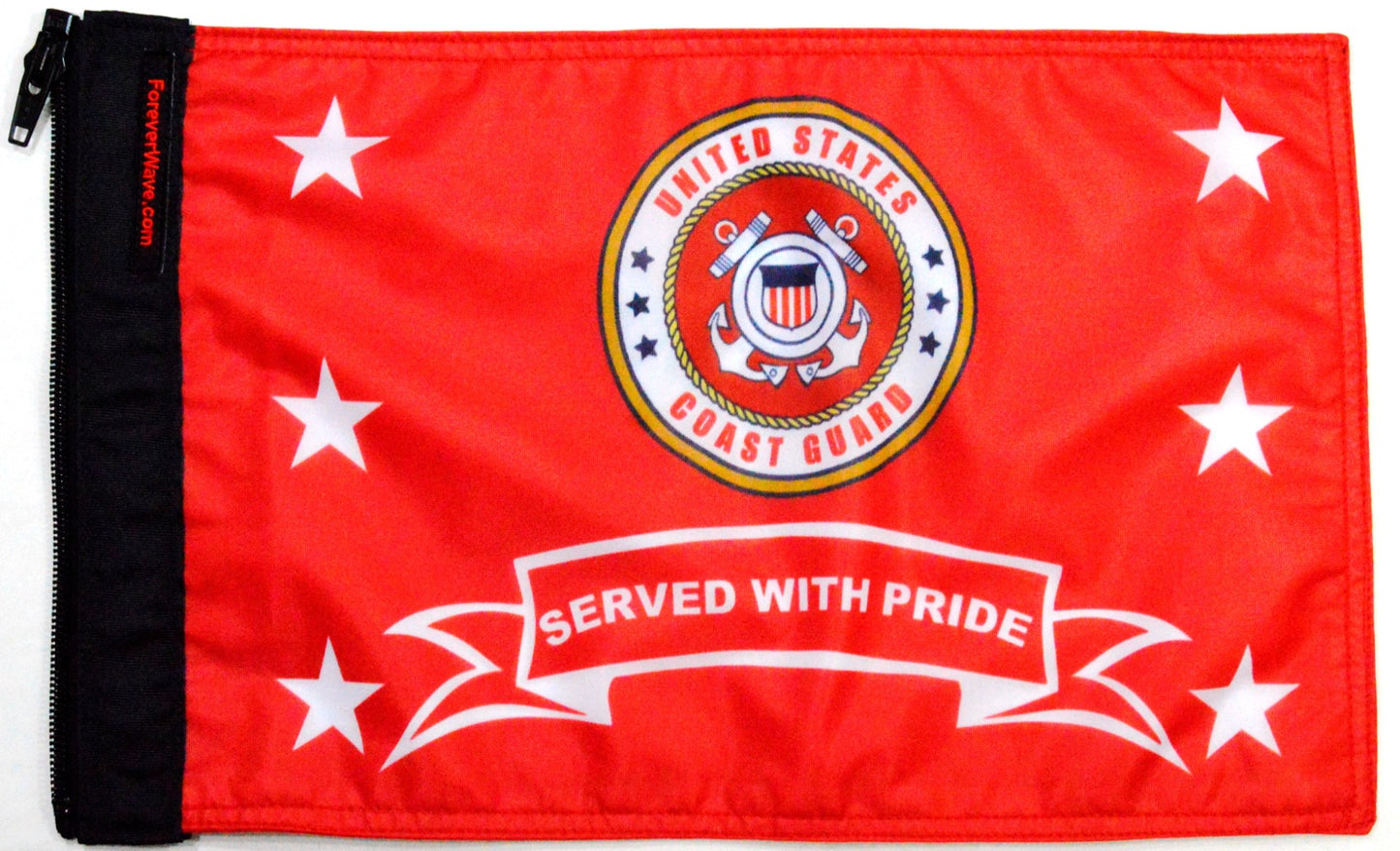 Coast Guard Served With Pride Flag Forever Wave 12”x18”
