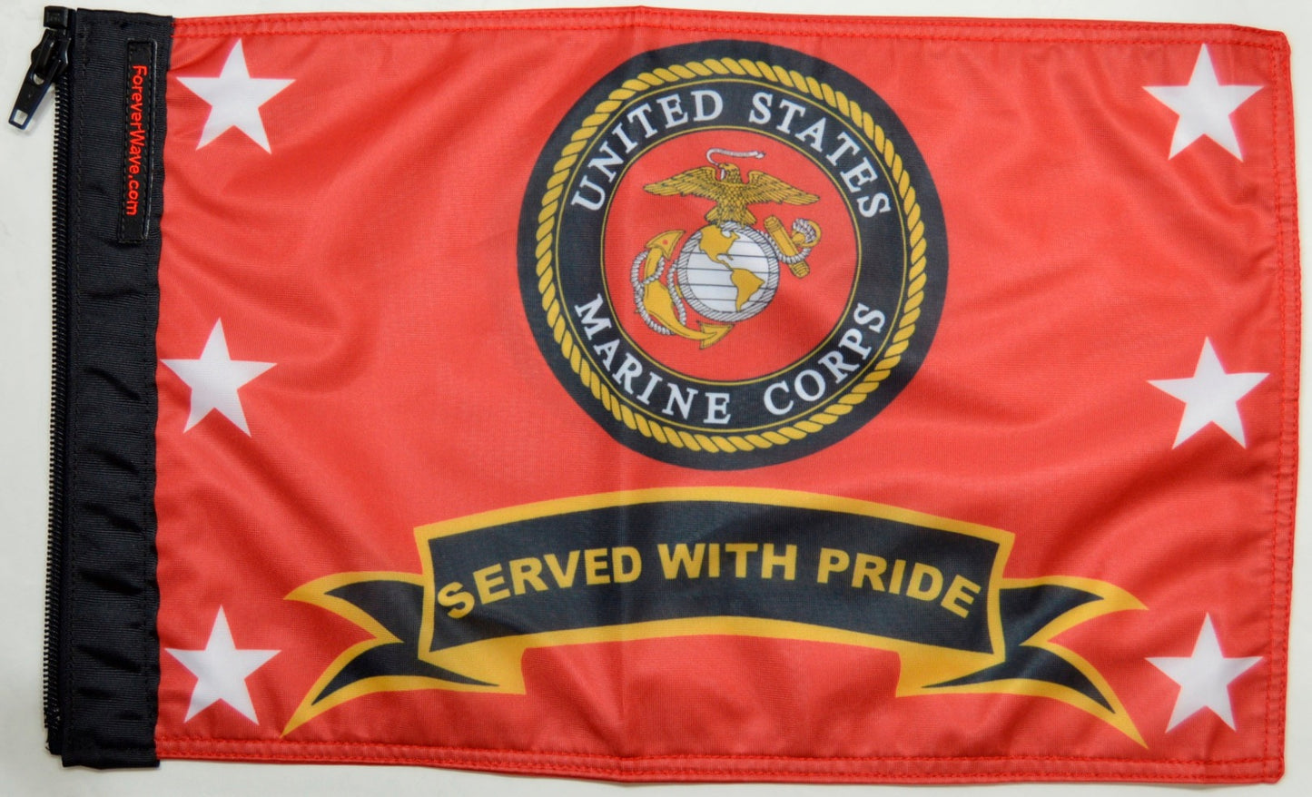 Marines Served With Pride Flag Forever Wave 12”x18”