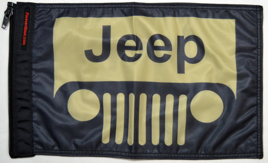 Jeep Grill Tan Flag Forever Wave 12”x18”